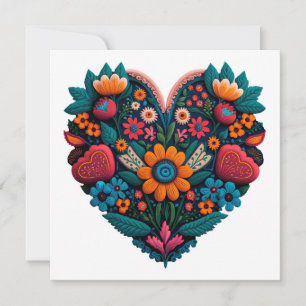 Ukrainisch-Inspiriertes Herz der Blume Feiertagskarte