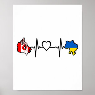 Ukrainisch-kanadische Flagge - Ukraine Kanada Herz Poster