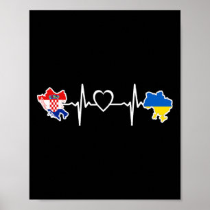 Ukrainisch kroatische Flagge - Ukraine Kroatien He Poster