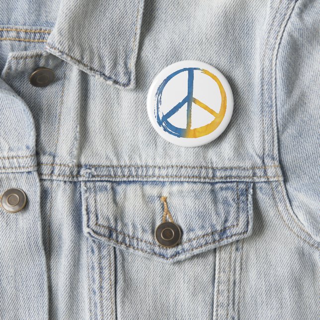 Ukrainisch - PEACE Symbol Blauer Gelber Ukraine Kr Button (Beispiel)