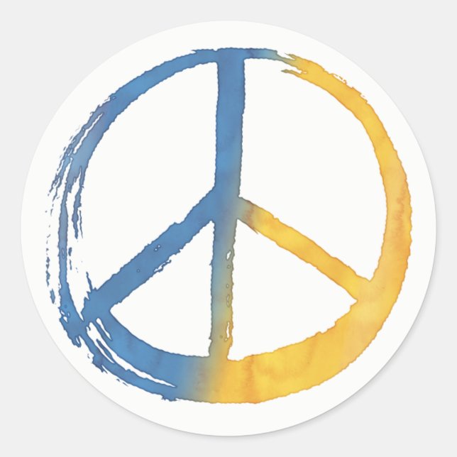 Ukrainisch - PEACE Symbol Blauer Gelber Ukraine Kr Runder Aufkleber (Vorderseite)