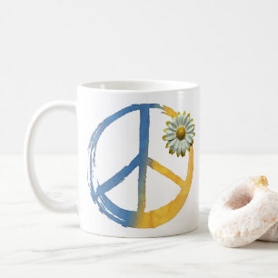 Ukrainisch - PEACE Symbol Signieren Daisy Ukraine  Kaffeetasse