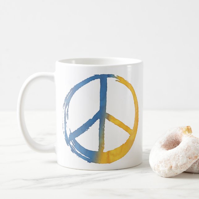 Ukrainisch - PEACE-Symbol unterzeichnen Daisy Ukra Kaffeetasse (Mit Donut)