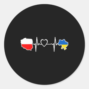 Ukrainisch polnische Flagge - Ukraine Polen Herzsc Runder Aufkleber