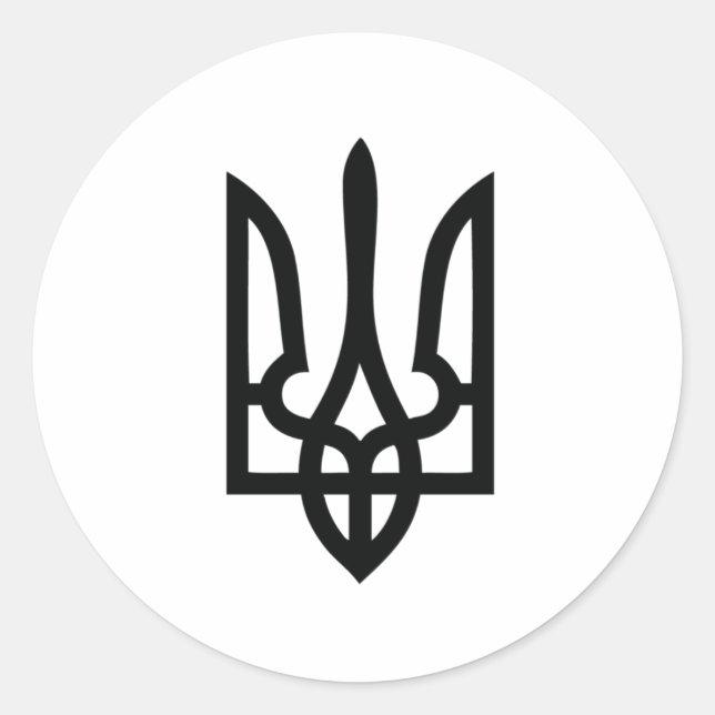 Ukrainisch Tryzub Runder Aufkleber (Vorderseite)