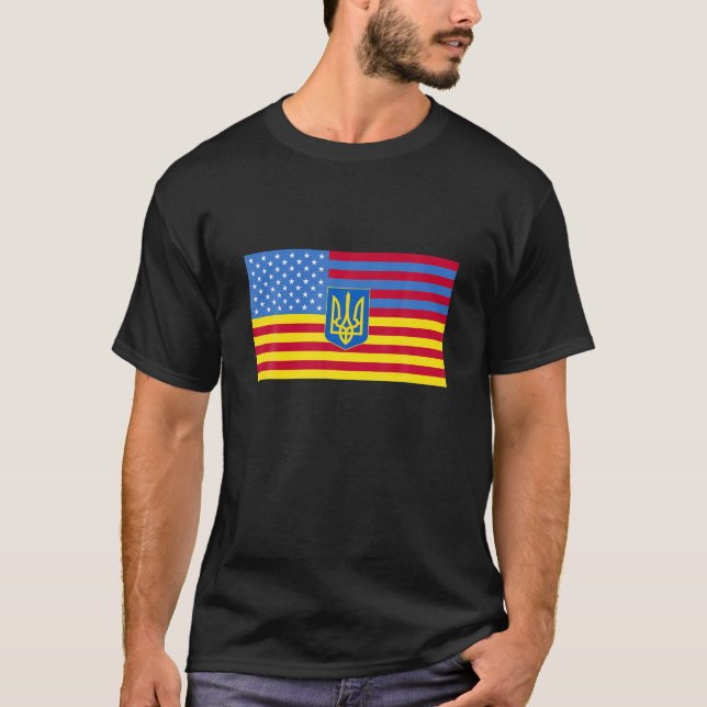 Ukrainische amerikanische Flagge Ukraine USA Ameri T-Shirt (Vorderseite)