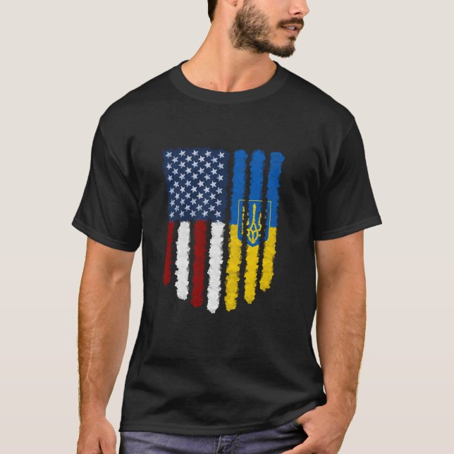 Ukrainische amerikanische Flagge Ukraine USA Ameri T-Shirt (Vorderseite)