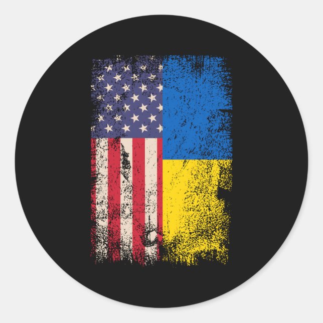 Ukrainische amerikanische Flagge Ukraine USA Wurze Runder Aufkleber (Vorderseite)