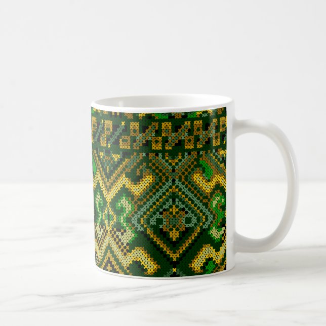 Ukrainische Art-Kreuz-Stich-Muster-Tasse Kaffeetasse (Rechts)