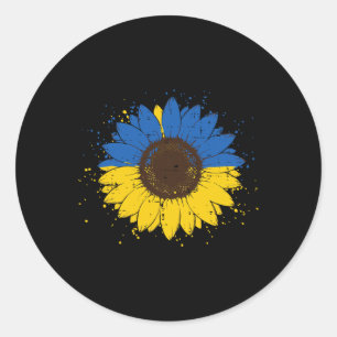 Ukrainische Blaue Gelbe Sonnenblume Ukraine Blumen Runder Aufkleber