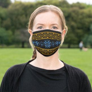 Ukrainische Blauer und Gelbe Stickerei Mund-Nasen-Maske Aus Stoff