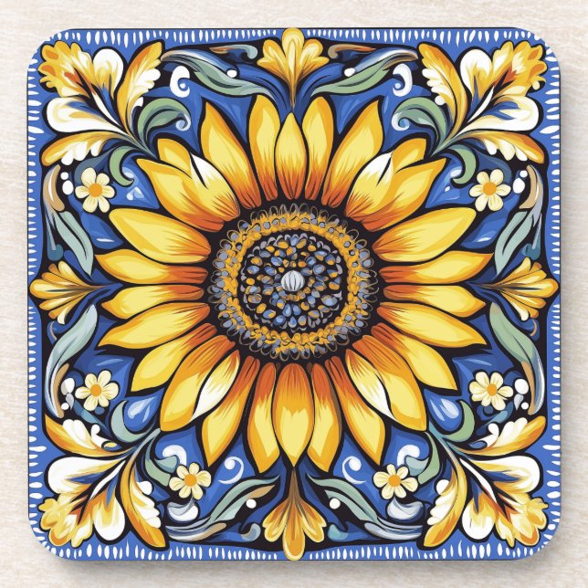 Ukrainische Blumen-Volks kunst  Getränkeuntersetzer (Vorderseite)
