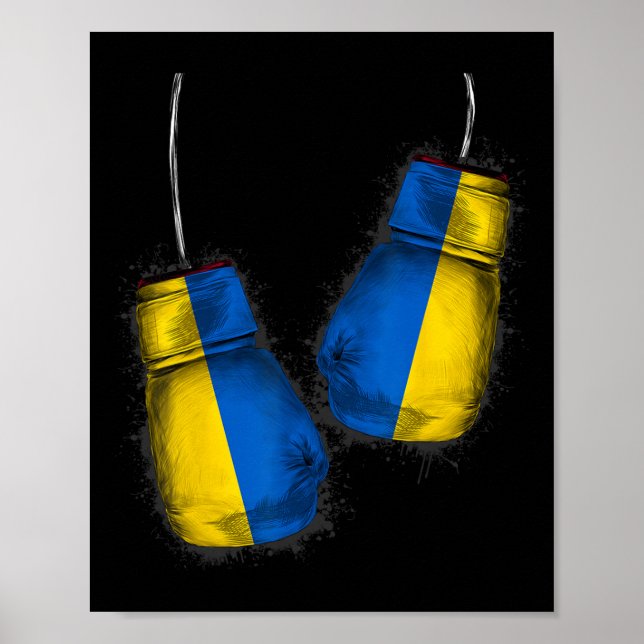Ukrainische Boxfans Geschenke Flagge Kampf Handsch Poster (Vorne)