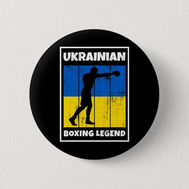 Ukrainische Boxlegende mit Flagge für Ukraine Boxe Button (Vorderseite)