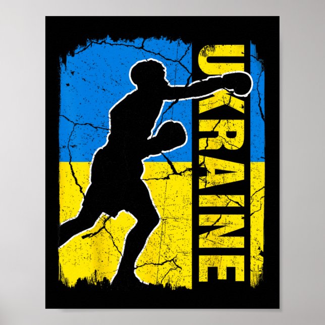 Ukrainische Boxmannschaft Ukraine-Flagge Boxhandsc Poster (Vorne)