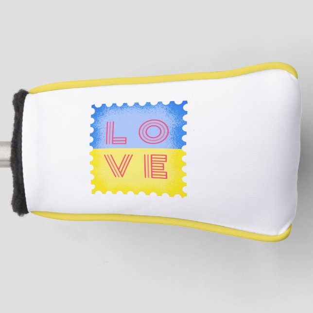 Ukrainische Briefmarke mit Liebe Golf Headcover (Vorderseite)