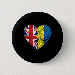 Ukrainische britische Flaggen Herz Vereinigtes Kön Button