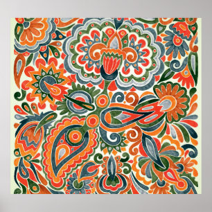 Ukrainische ethnische Blume, handGezeichnet Marker Poster
