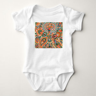 Ukrainische ethnische Blume, handgezeichneter Mark Baby Strampler