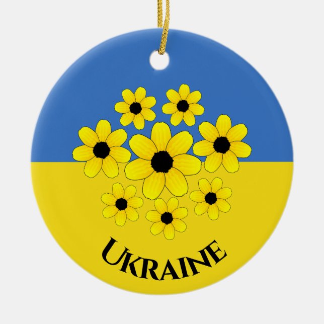 Ukrainische Flag Design Keramik Ornament (Vorne)