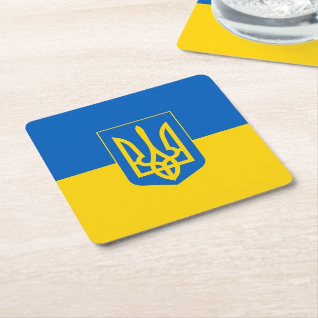 Ukrainische Flag Rechteckiger Pappuntersetzer (angewinkelt)