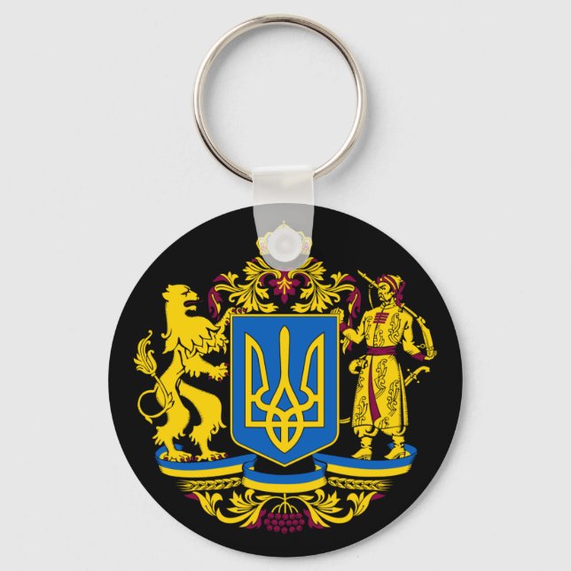 Ukrainische Flagge Coat of arms tryzub Nationales  Schlüsselanhänger (Vorderseite)