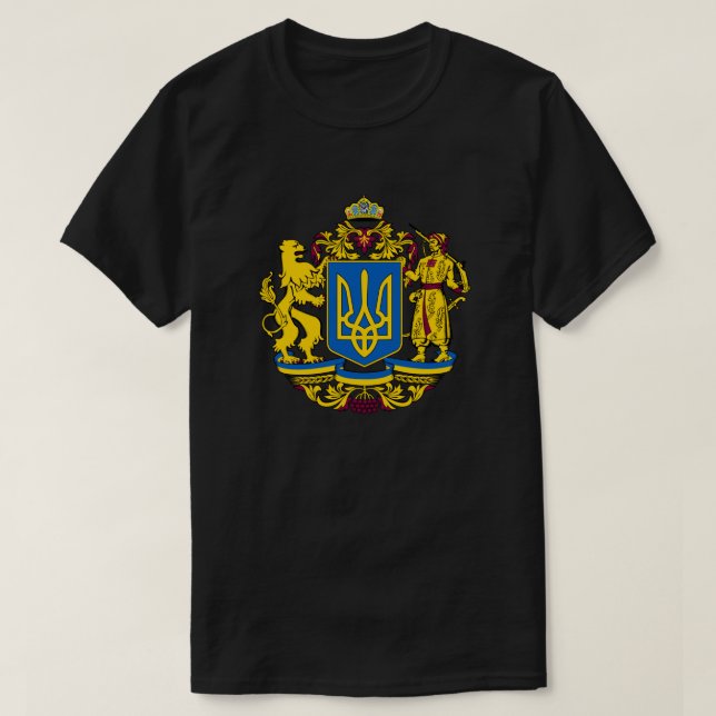 Ukrainische Flagge Coat of arms tryzub Nationales  T-Shirt (Design vorne)