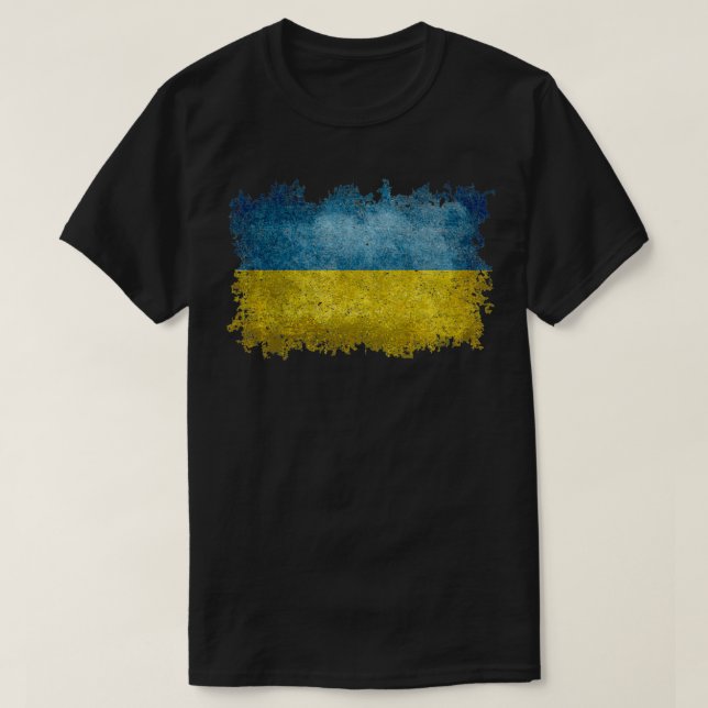 Ukrainische Flagge der Ukraine Not leidende Art Pu T-Shirt (Design vorne)