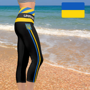 Ukrainische Flagge, Emblem und ukrainische Mode /s Capri Leggings