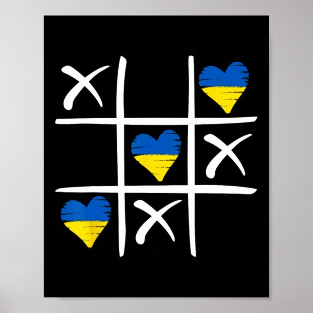 Ukrainische Flagge Farbige Herzen  Poster (Vorne)
