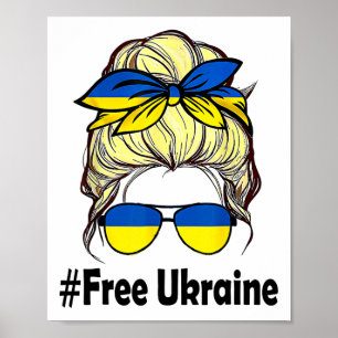 Ukrainische Flagge Frauen Unordentlicher Dutt Frei Poster