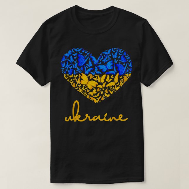 Ukrainische Flagge Frieden Ukraine Fahne Schmetter T-Shirt (Design vorne)