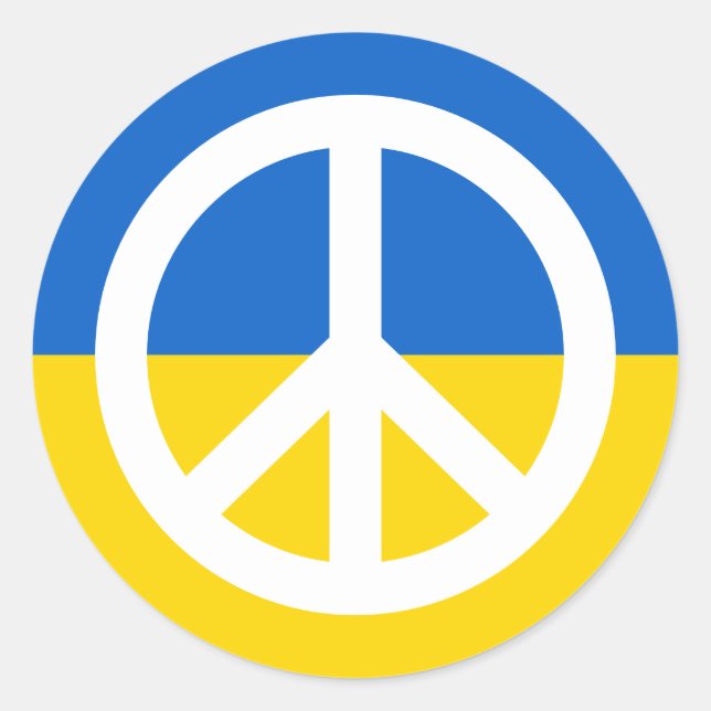ukrainische Flagge Friedenssymbol Ukraine gegen Kr Runder Aufkleber (Vorderseite)