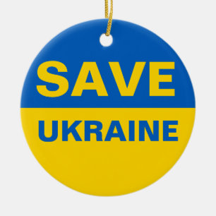 ukrainische Flagge gerettet Keramik Ornament