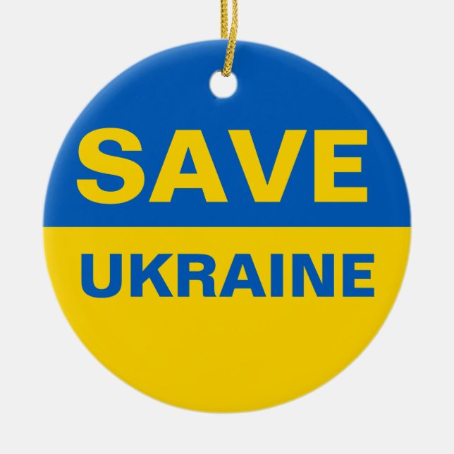 ukrainische Flagge gerettet Keramik Ornament (Vorne)