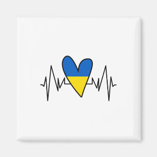 Ukrainische Flagge Herzschlag Ekg Herz Magnet