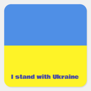 ukrainische Flagge, ich stehe mit der Ukraine, Quadratischer Aufkleber