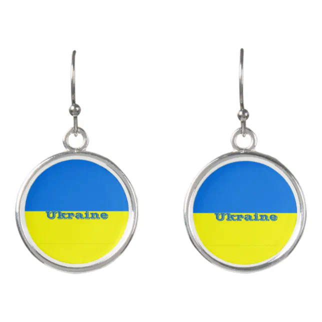 ukrainische Flagge, mit einem Etikett versehen Ohrringe