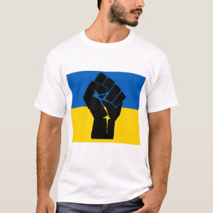 Ukrainische Flagge mit schwarzer Faust T-Shirt