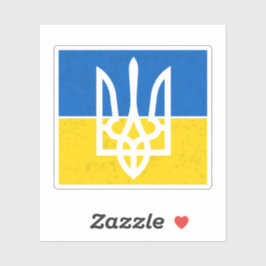 Ukrainische Flagge mit Wappen Aufkleber