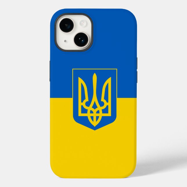 Ukrainische Flagge mit Wappen Case-Mate iPhone Hülle (Rückseite)