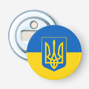 Ukrainische Flagge mit Wappen Flaschenöffner