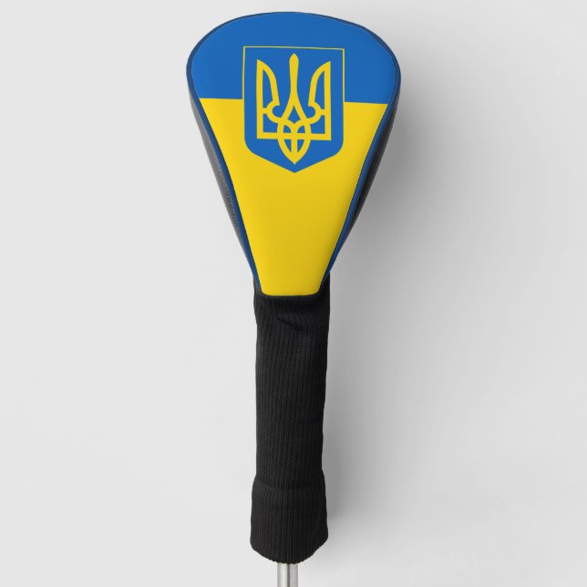 Ukrainische Flagge mit Wappen Golf Headcover (Vorderseite)
