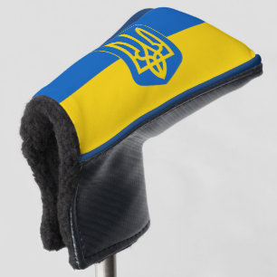 Ukrainische Flagge mit Wappen Golf Headcover