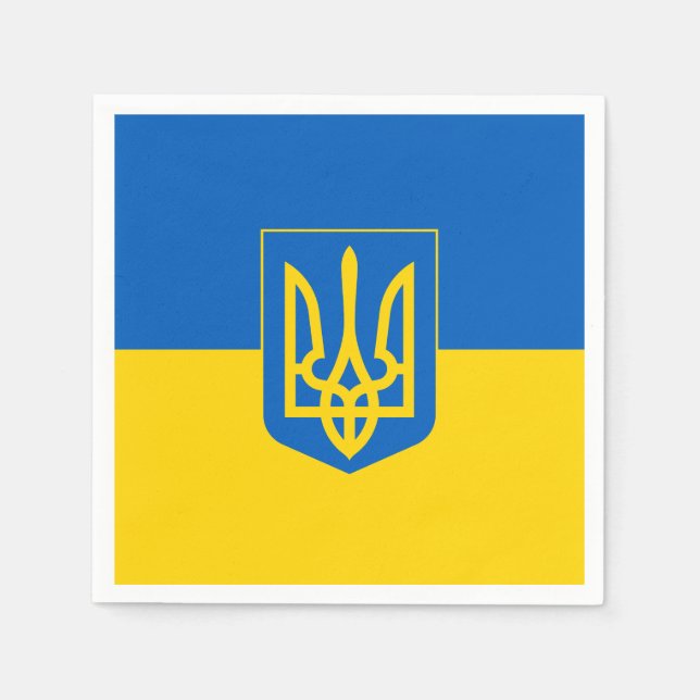 Ukrainische Flagge mit Wappen Serviette (Vorderseite)