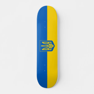 Ukrainische Flagge mit Wappen Skateboard