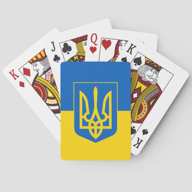 Ukrainische Flagge mit Wappen Spielkarten (Rückseite)