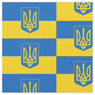 Ukrainische Flagge mit Wappen Stoff
