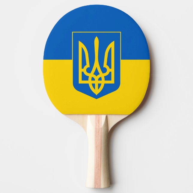 Ukrainische Flagge mit Wappen Tischtennis Schläger (Vorderseite)