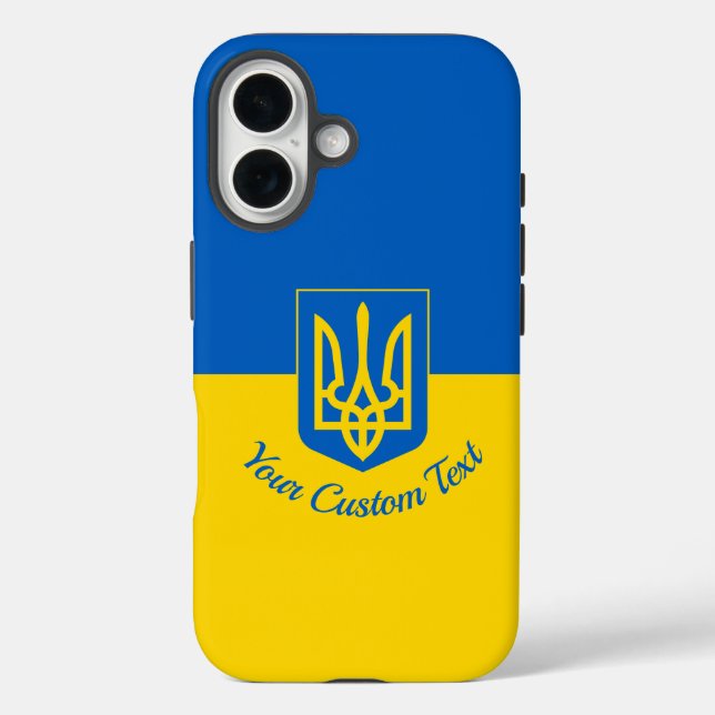 Ukrainische Flagge mit Wappen und benutzerdefinier Case-Mate iPhone Hülle (Rückseite)